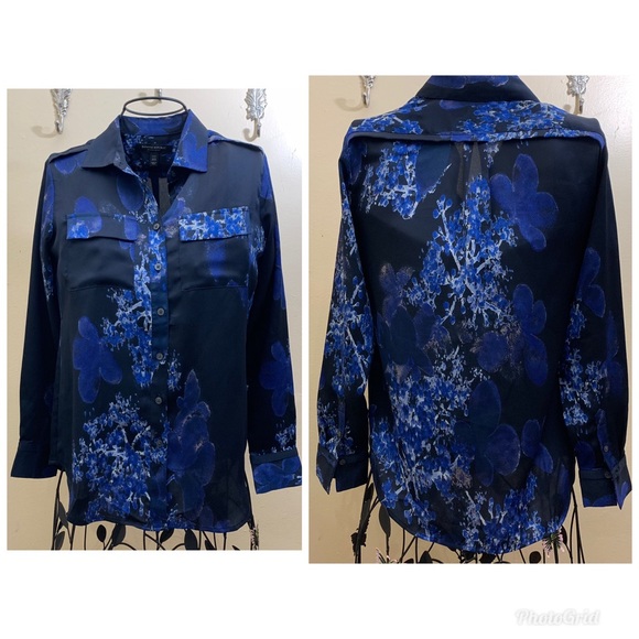 Banana Republic | Blue Floral Dillan Long Top XXS - Picture 2 of 8